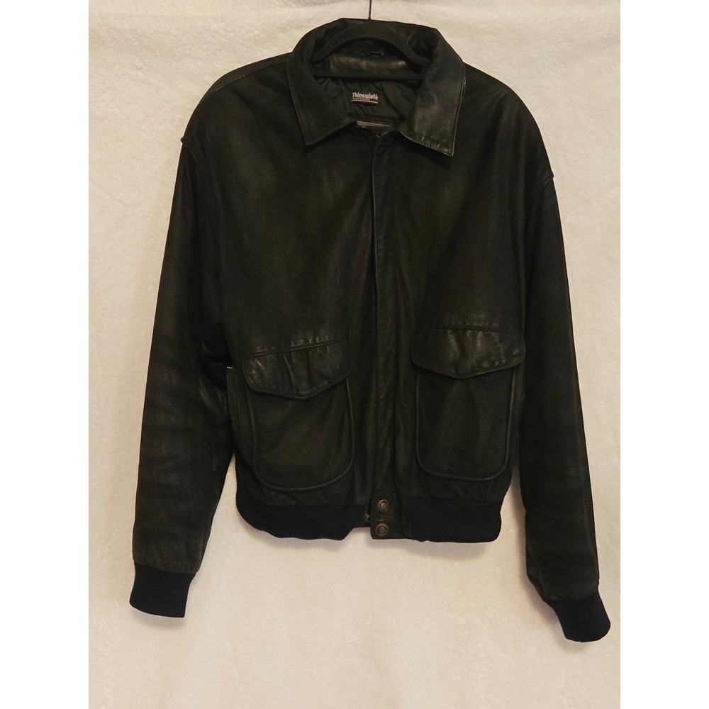 Wilsons‎ Adventure Bound Men's Large Leather Bomber Jacket Black Thinsulate 3557